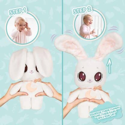 PEEKAPETS White Bunny Plush Toy | Wiggles Ears | Soft Baby & Kids Gift - Image 4