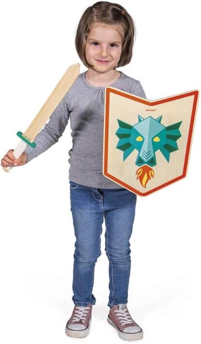 Janod Dragon Knight Set | Wooden Shield & Sword Pretend Play - Image 6