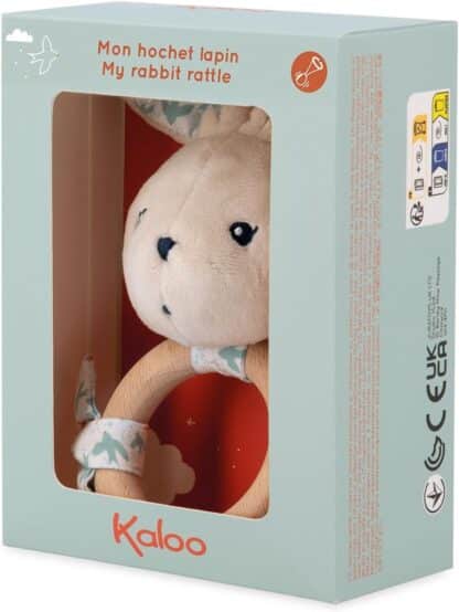 Kaloo K'doux Baby Rattle | FSC Wood Ring Rabbit Plush (Squeaker) - Image 3