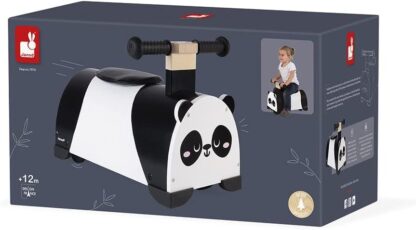 Janod Wooden Ride-On Panda | 360° Steering Toy with Storage - Image 6