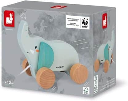 Janod Walk-along Wooden Elephant | Pull-Along Toy (1 Year+) - Image 3