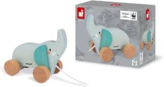 Janod Walk-along Wooden Elephant | Pull-Along Toy (1 Year+)