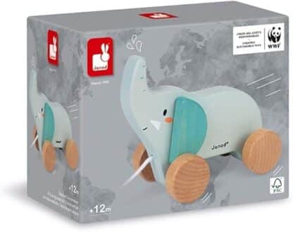 Janod Walk-along Wooden Elephant | Pull-Along Toy (1 Year+) - Image 2