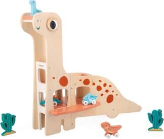 Janod Diplodocus Dinosaur Garage | Wooden Push-Along Toy (24m+)