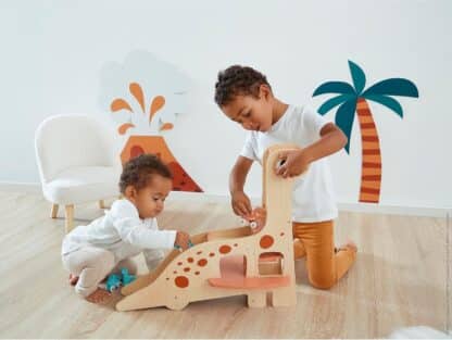 Janod Diplodocus Dinosaur Garage | Wooden Push-Along Toy (24m+) - Image 5