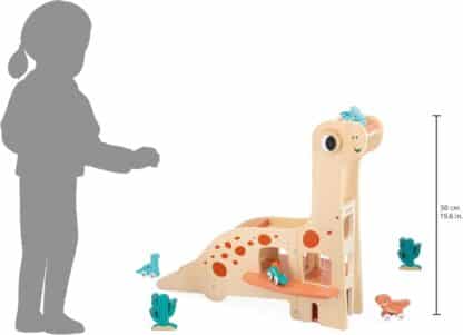 Janod Diplodocus Dinosaur Garage | Wooden Push-Along Toy (24m+) - Image 6