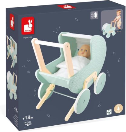 Janod Zen FSC Wood Pram | Doll Stroller Pretend Play Toy - Image 5