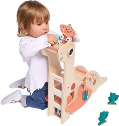 Janod Diplodocus Dinosaur Garage | Wooden Push-Along Toy (24m+) - Image 8