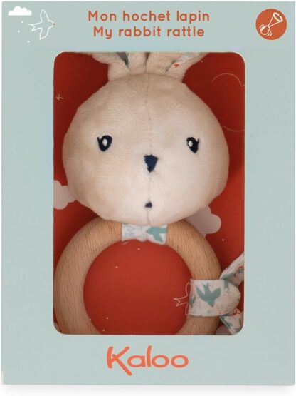Kaloo K'doux Baby Rattle | FSC Wood Ring Rabbit Plush (Squeaker) - Image 5
