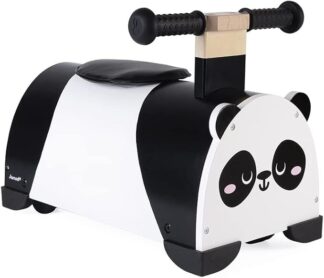 Janod Wooden Ride-On Panda | 360° Steering Toy with Storage