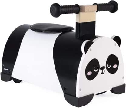 Janod Wooden Ride-On Panda | 360° Steering Toy with Storage