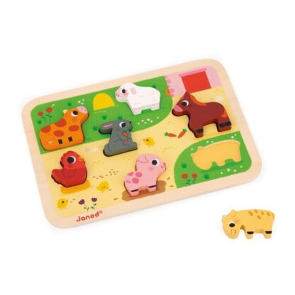 Janod Farm Chunky Puzzle - 7 Pieces | Wooden Toy (18m-3y)