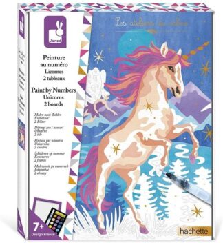 Janod Paint by Numbers Unicorns | 2 Boards Art Kit (7+)