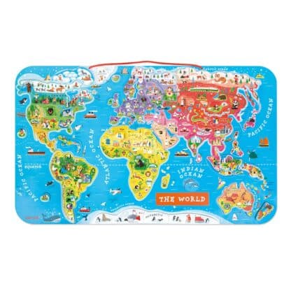 Janod Wooden Magnetic World Map Puzzle - 92 Pieces (7+) - Image 2