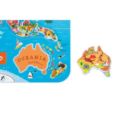 Janod Wooden Magnetic World Map Puzzle - 92 Pieces (7+) - Image 3