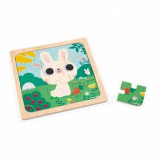 Janod White Rabbit Puzzle | Wooden Educational Toy