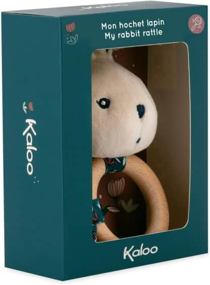 Kaloo K'doux Baby Rattle | FSC Wood Ring Rabbit Plush - Image 2