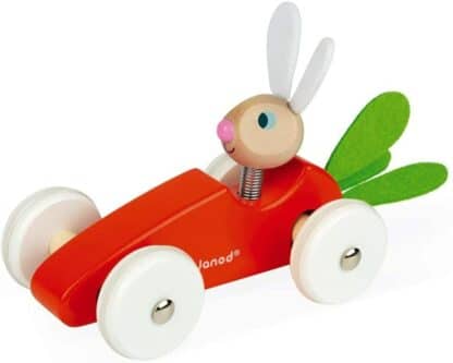 Janod Wooden Car Toy (Orange/Green) | Push-Along Vehicle J08247 - Image 4