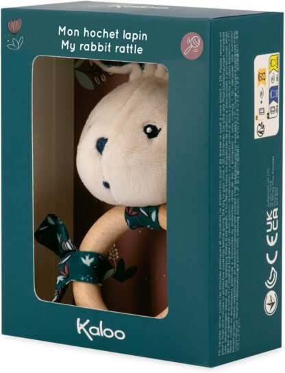Kaloo K'doux Baby Rattle | FSC Wood Ring Rabbit Plush - Image 3