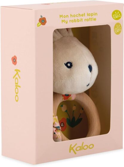 Kaloo K'doux Baby Rattle | FSC Wood Ring Rabbit Plush (Rustling) - Image 2