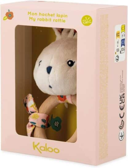 Kaloo K'doux Baby Rattle | FSC Wood Ring Rabbit Plush (Rustling) - Image 3