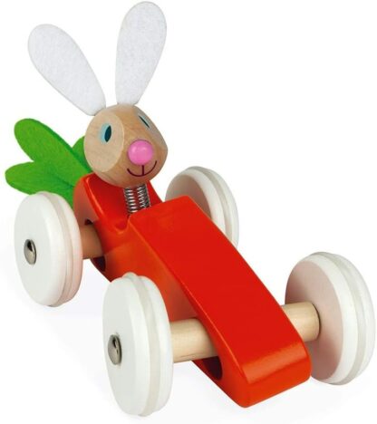Janod Wooden Car Toy (Orange/Green) | Push-Along Vehicle J08247 - Image 5