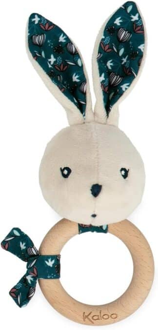 Kaloo K'doux Baby Rattle | FSC Wood Ring Rabbit Plush
