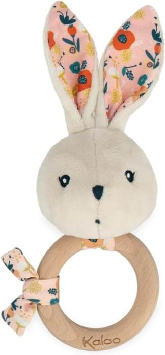 Kaloo K'doux Baby Rattle | FSC Wood Ring Rabbit Plush (Rustling)