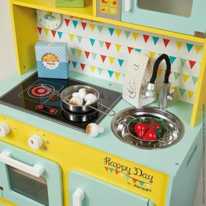 Janod Big Wooden Play Kitchen - Happy Day | Sound & Light (3+) - Image 2