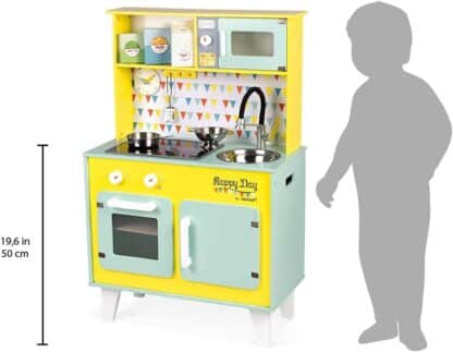 Janod Big Wooden Play Kitchen - Happy Day | Sound & Light (3+) - Image 3