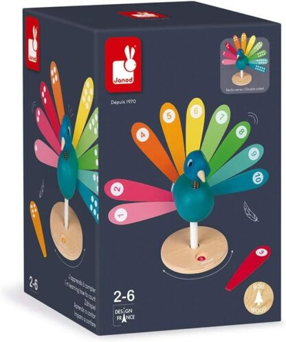 Janod I'M Learning to Count Peacock | Wooden Educational Toy (2 Years+) - Image 3