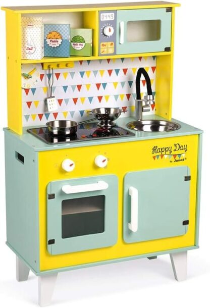 Janod Big Wooden Play Kitchen - Happy Day | Sound & Light (3+)