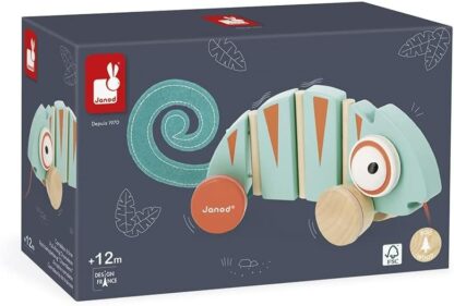 Janod Tropik Pull-Along Chameleon | Wooden Walker Toy (1 Year+) - Image 4