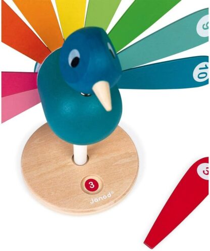 Janod I'M Learning to Count Peacock | Wooden Educational Toy (2 Years+) - Image 5