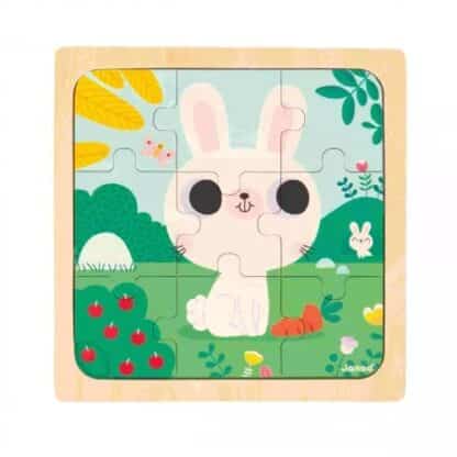 Janod White Rabbit Puzzle | Wooden Educational Toy - Image 2