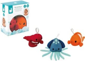 Janod 3 Bath Toys for Children | Learn to Wash Educational Set
