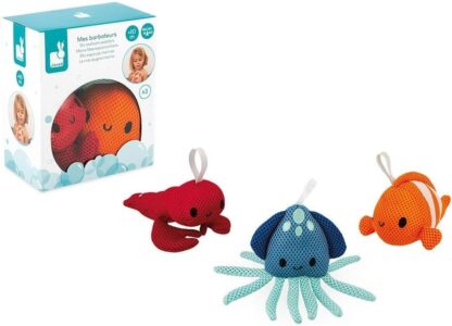 Janod 3 Bath Toys for Children | Learn to Wash Educational Set