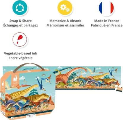 Janod 100-Piece Panoramic Dinosaur Puzzle | 1-Metre Long (6+) - Image 2