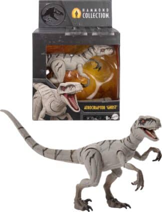 Mattel Jurassic World Hammond Collection Atrociraptor Ghost Action Figure | Premium Dinosaur Toy with Glass Eyes & 14 Points of Articulation