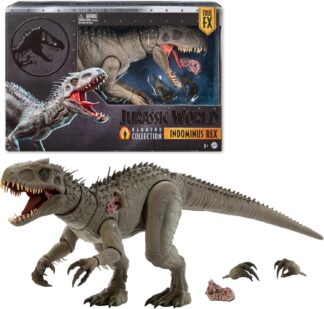 Mattel Jurassic World Hammond Collection Indominus Rex Action Figure | Premium Collectible Dinosaur Toy with Swappable Hands & Flesh Damage Accessory