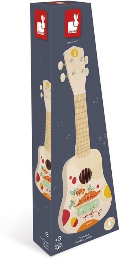 Janod - Sunshine Wooden Ukulele - Children's Musical Instrument - Pretend Play - Image 6
