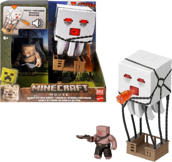 Mattel Minecraft Action Figure Set, Blast Attack Ghast with Lights and Sounds