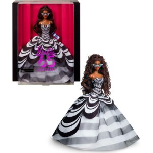 Barbie Signature 65th Aniversry Collectible Doll Brown Hair Black n white Gown