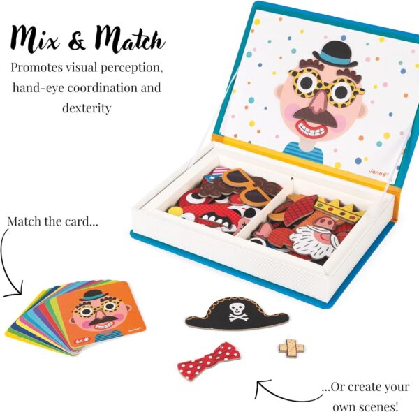 Janod J02716 Magneti'Book Crazy Faces Educational Game, Boys,Blue - Image 3