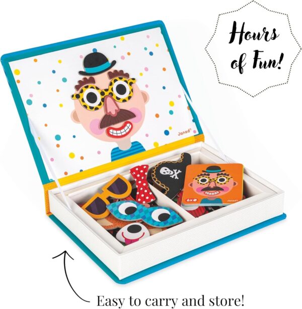 Janod J02716 Magneti'Book Crazy Faces Educational Game, Boys,Blue - Image 4