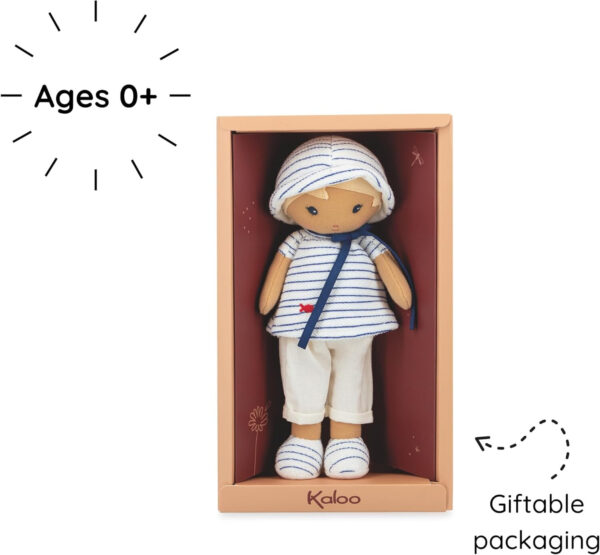 Kaloo Tendresse Eli My 1st Fabric Doll 25 cm Rag Doll Striped Tee Gift Box 0m+ - Image 6