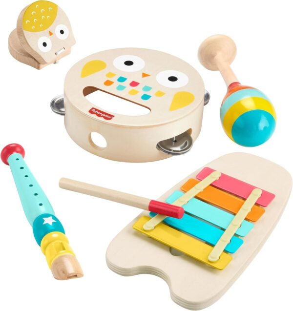 Fisher-Price Toddler Toy Wooden Musical Instruments Gift Set with 6 Wood Piec... - Image 3