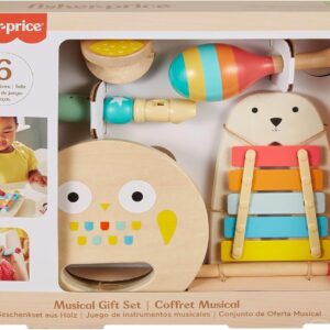 Fisher-Price Toddler Toy Wooden Musical Instruments Gift Set with 6 Wood Piec...