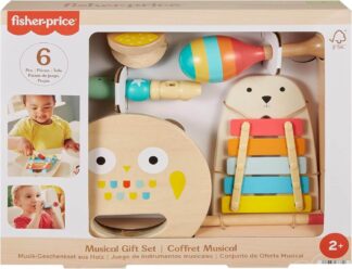 Fisher-Price Toddler Toy Wooden Musical Instruments Gift Set with 6 Wood Piec...