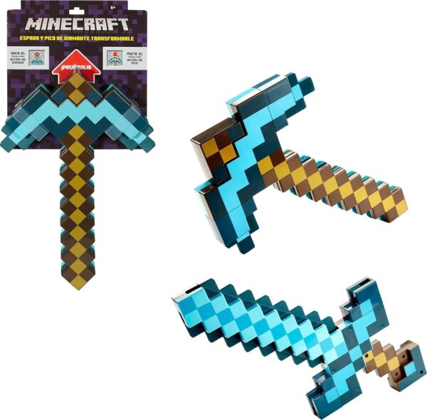 Mattel Minecraft Toys, Sword and Pickaxe, Minecraft Game Transforming Kid size R